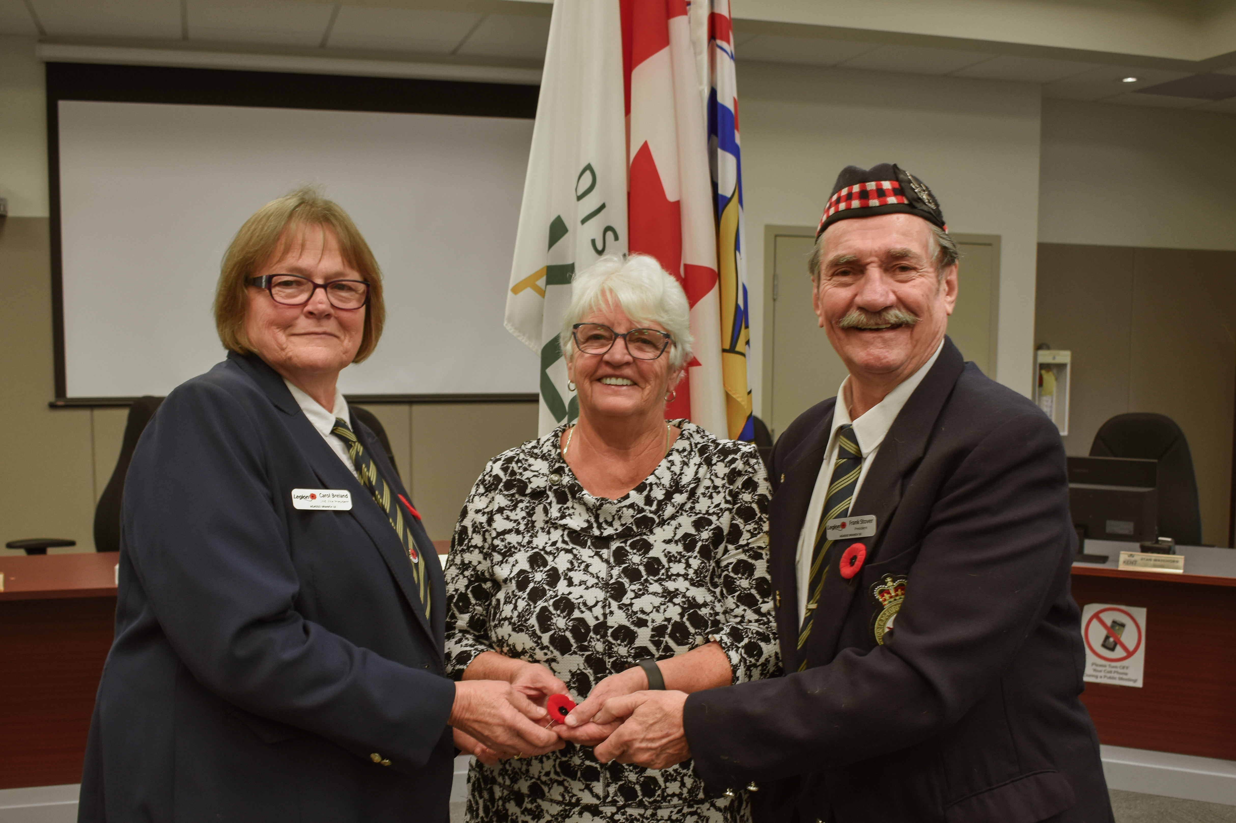Mayor Pranger and Royal Canadian Legion members during the First Poppy Ceremony