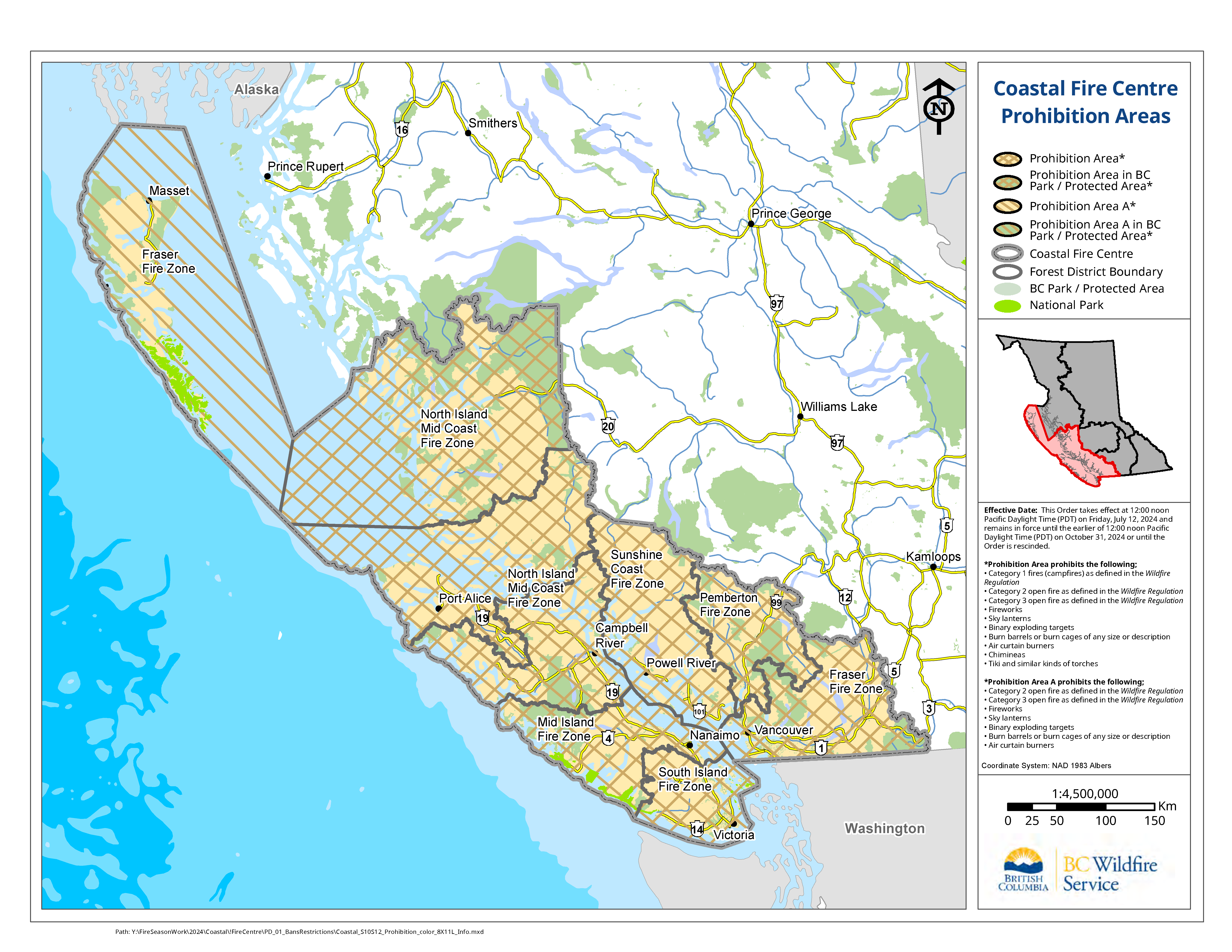 Coastal Fire Centre's Jurisdiction Map