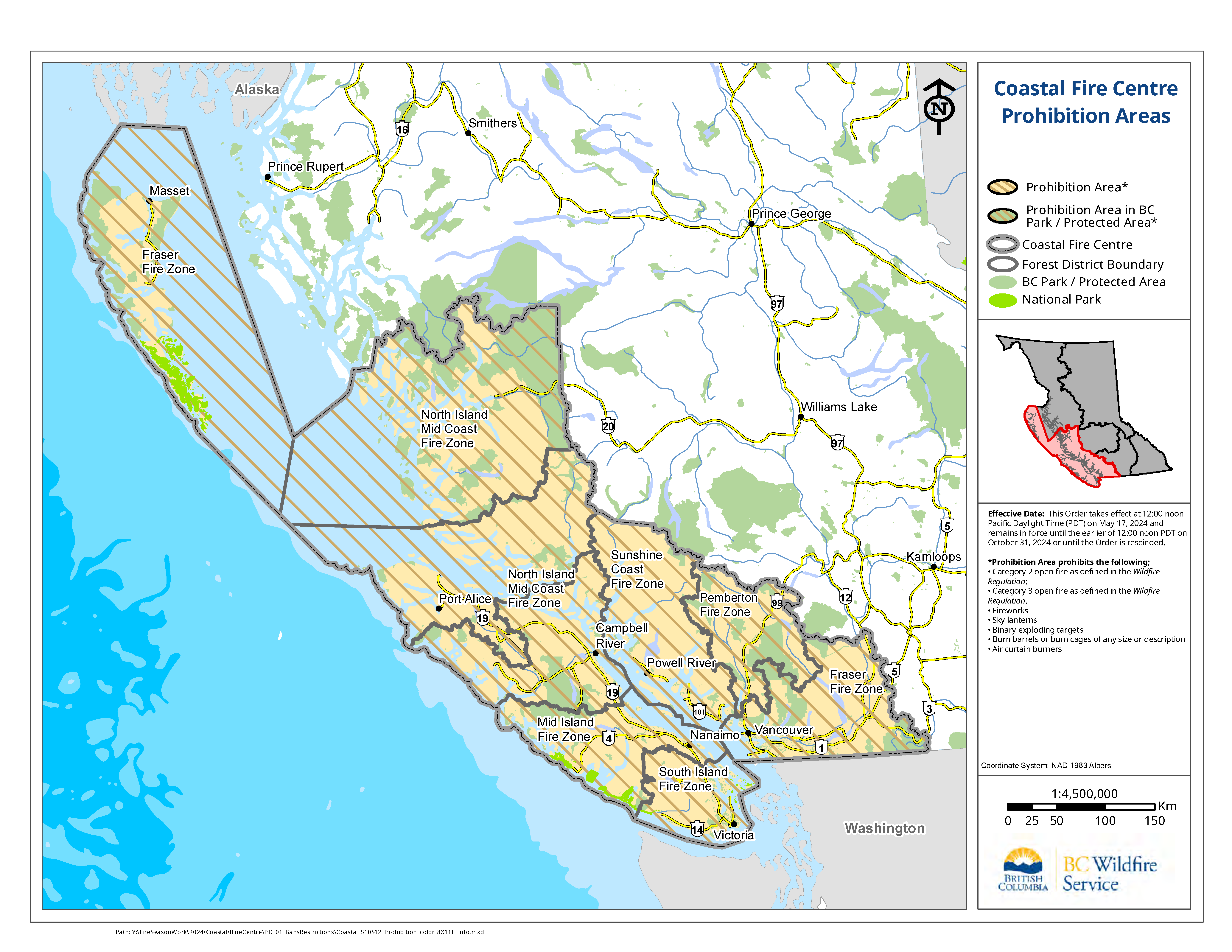 Coastal Fire Centre's Jurisdiction Map