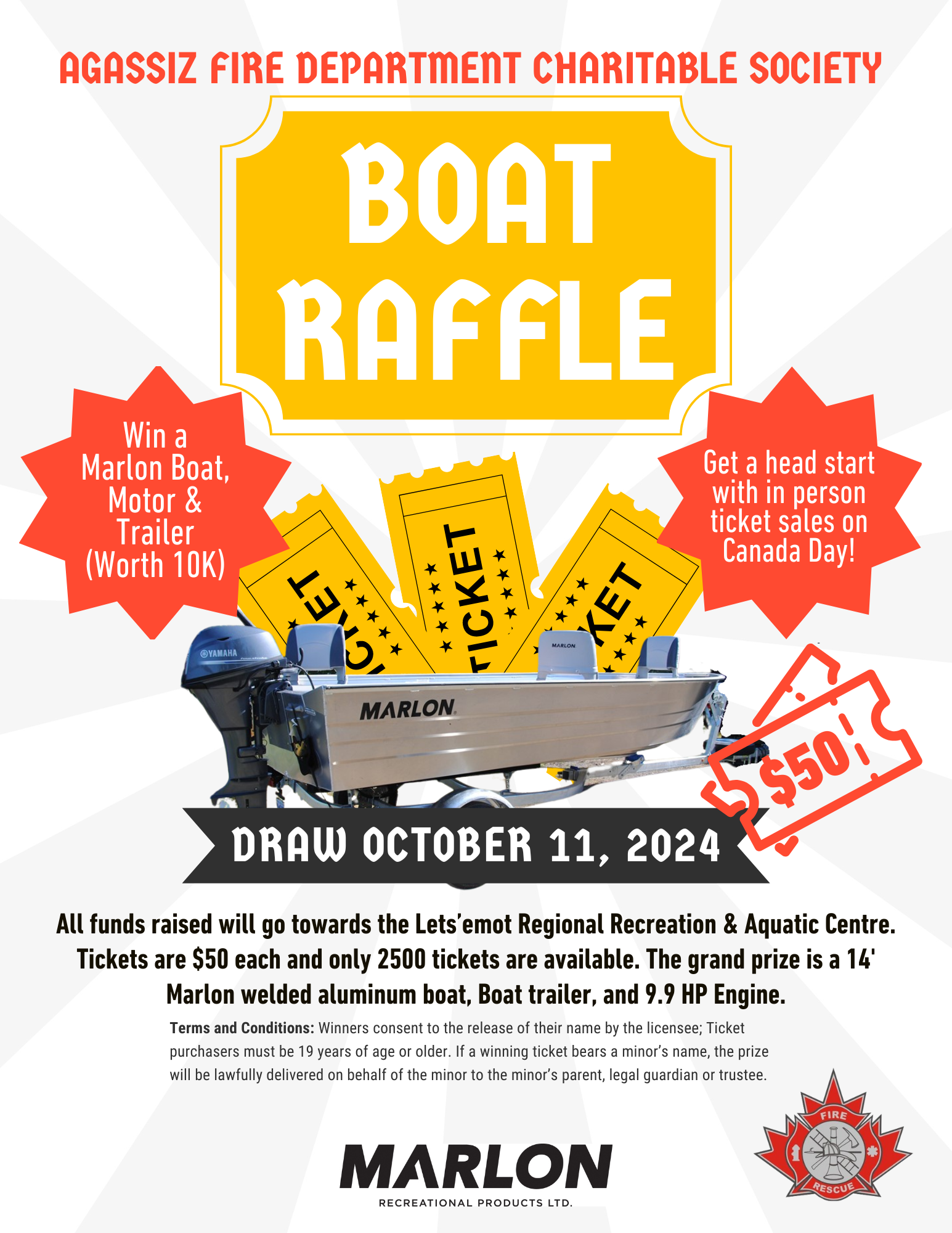 Agassiz Fire Department Boat Raffle Poster
