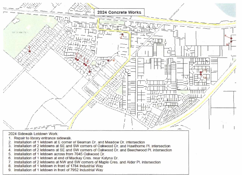 2024 Sidewalk Letdown Map